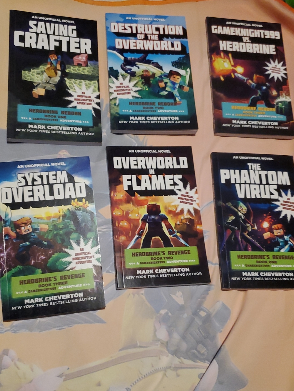 Set of 6 Minecraft-style Paperback Adventure Novels - Overworld Flames + More